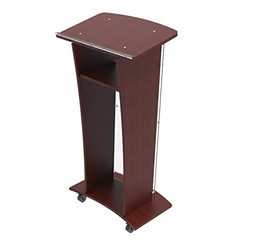 FixtureDisplays Wood Podium with Frost Acrylic Front Panel, 46" Tall Pulpit Lectern - 1803-5-NEW-NF