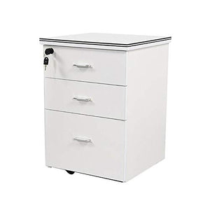 File Cabinets HLR Lock 3-Layer Drawer Wheeled Mobile Solid Wood Storage Cabinet (Size: #7)