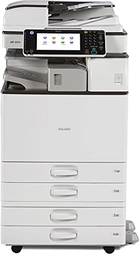 Ricoh Aficio MP 2555 Monochrome Laser Multifunction Copier - 25ppm, Copy, Fax, Print, Scan, Auto Duplex, Network, 1200 x 1200 dpi, 4 Trays, Stand, Pre-installed PostScript 3 Supplement (Renewed)