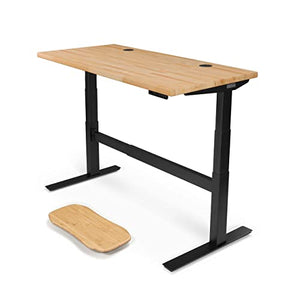UPLIFTDESK Birch Butcher Block Standing Desk (60 x 30 inch) 2-Leg V2-Commercial C-Frame (Black)