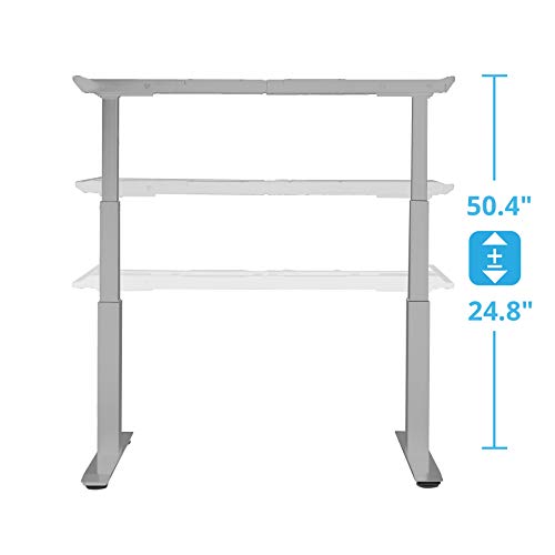 Seville Classics OFF65874 Airlift S3 Electric Height Adjustable Standing Desk Frame with 4 Memory Button LCD Controller, Extendable 45" to 62.9" W Gray