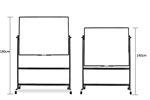 VIZ-PRO Double-Sided Magnetic Mobile Whiteboard, Height Adjustable, Dry Erase Board with 6 Markers, 6 Magnets, 1 Eraser and 2 Hooks, 72 x 36 Inches, Black