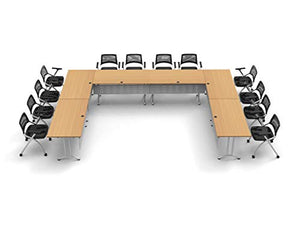 Team Tables 12 Person Beech Folding Training Tables Set with Chairs & Modesty Panels