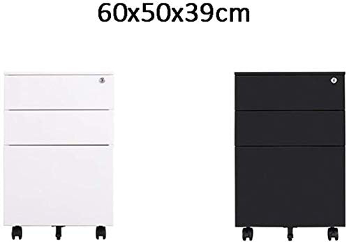 SHABOZ Lockable Mobile File Cabinet with Push-Pull Drawer - Black (50x39x60cm)