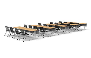 Team Tables 20 Person Training Meeting Seminar Classroom Model 7405 Beech Folding Table Set