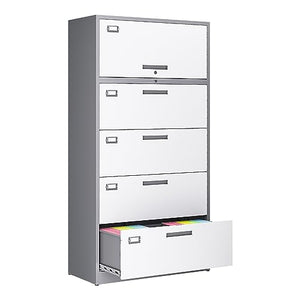 LISSIMO Metal File Cabinet with Lock, 4 Drawer Lateral Filing Cabinet - Home Office Storage