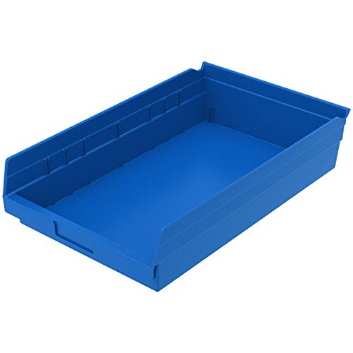 Akro-Mils 30178 Plastic Nesting Shelf Bin Box, (18-Inch x 11-Inch x 4-Inch), Blue, (12-Pack)