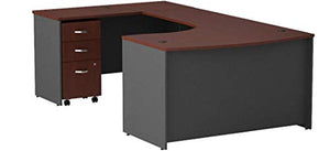 Bush Business Furniture Series C 60W Left Handed Bow Front U Shaped Desk with Mobile File Cabinet in Hansen Cherry