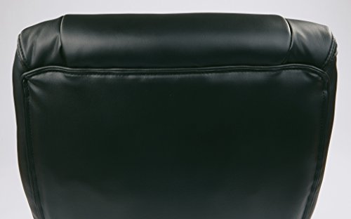 Office Star High Back Bonded Leather Executives Chair with Padded Flip Arms and Titanium Coated Accents, Black