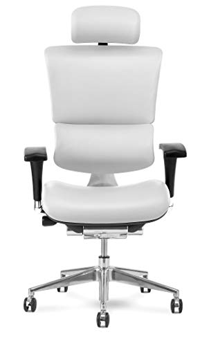 X-Chair X4 White Leather Executive Chair with Headrest - Ergonomic Office Seat