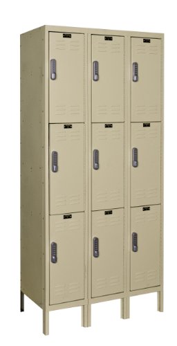 Hallowell Parchment Steel DigiTech Electronic Access Locker, 3 Wide with 9 Openings, Triple Tier - 36" x 78" x 18" - Assembled