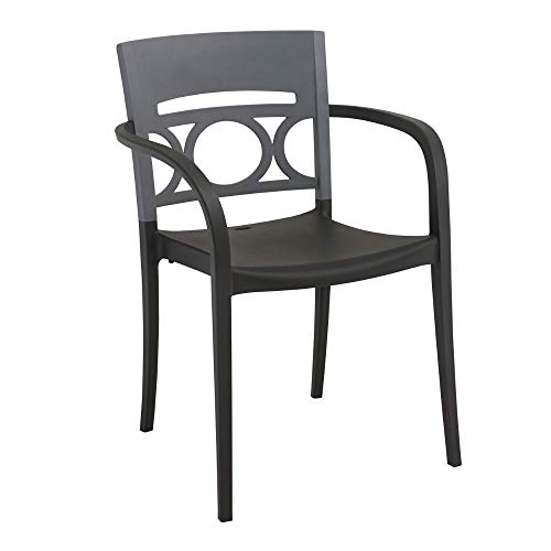GROSFILLEX INC Moon Stacking Arm Chair, Titanium Gray/Charcoal (Case of 16)