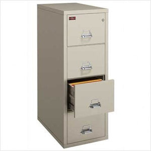 FireKing Fireproof 4-Drawer Vertical Letter File - Champagne Finish, Manipulation-Proof Comb. Lock