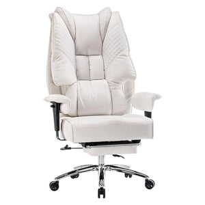 None MADALIAN Big and Tall Office Chair 400lbs Wide Seat Leather High Back Executive with Foot Rest
