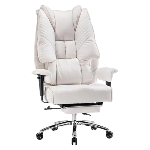 MADALIAN Big and Tall Office Chair 400lbs Wide Seat Leather High Back Executive with Foot Rest