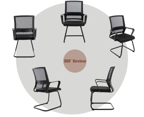 CIMOTA Mesh Office Guest Chairs Set of 6 - Black Mid Back Reception Chairs