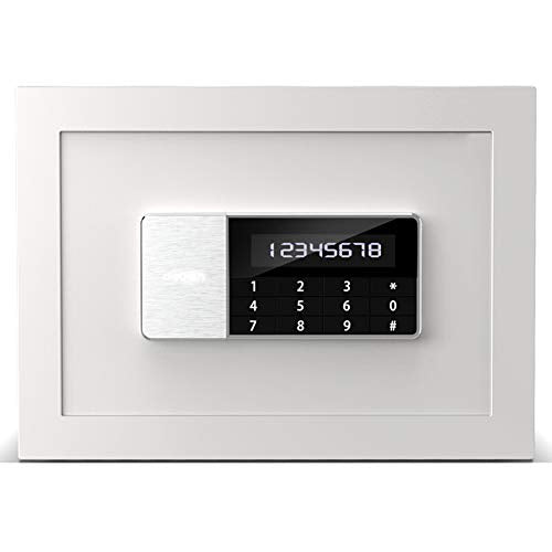 Safe Box | Fireproof Digital Lock Box Security Safe | Home Combination Electronic Steel Safe with Keypad | 2 Manual Override Keys | for Home, Business or Travel, White