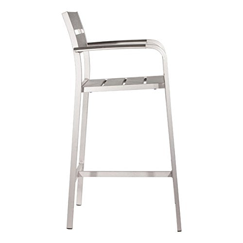 Zuo Megapolis Bar Arm Chair (Set of 2), Brushed Aluminum
