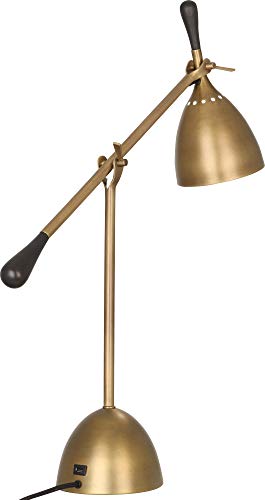 Robert Abbey Ledger Warm Brass Metal Desk Lamp with USB Port