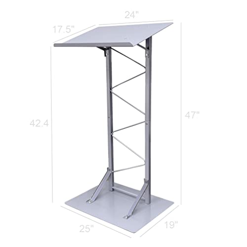 FixtureDisplays 25" Single Truss Podium - Silver Lectern Pulpit