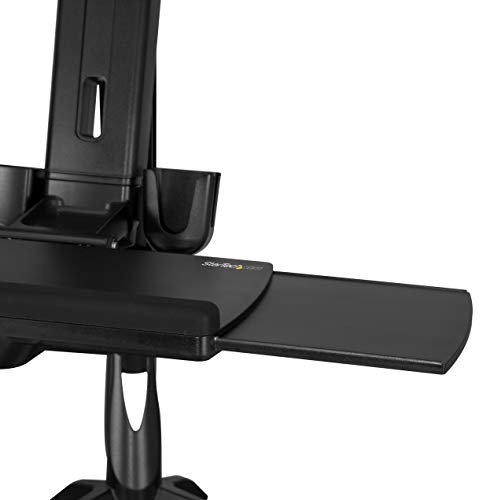 StarTech.com Sit Stand Dual Monitor Arm-Desk Mount Dual Computer Monitor Adjustable Standing Workstation for upto 24' Displays -VESA Ergonomic Stand Up Desk Converter w/Keyboard Tray(ARMSTSCP2),Black