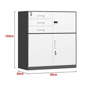 Lingula 3-Drawer Vertical File Cabinet with Lock, Fully Assembled, Grey