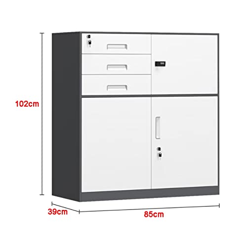 LINKIO Vertical File Cabinet with Lock, 3-Drawer Home Office Filing Cabinet, Grey Printer Stand