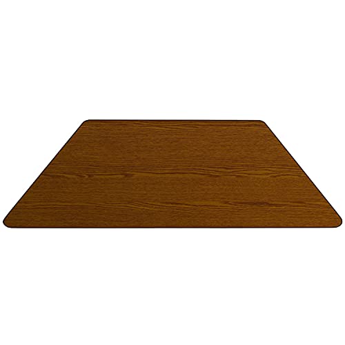 Flash Furniture 29''W x 57''L Trapezoid Oak Thermal Laminate Activity Table - Standard Height Adjustable Legs