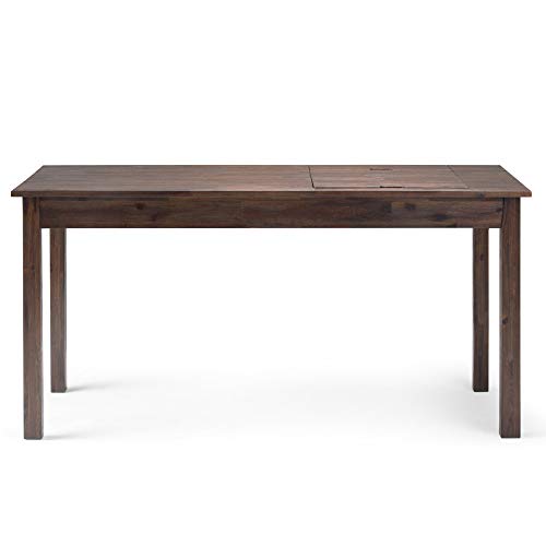 SIMPLIHOME Monroe SOLID WOOD Rustic Modern 60 inch Home Office Desk, Writing Table, Workstation, Study Table Furniture in Distressed Charcoal Brown