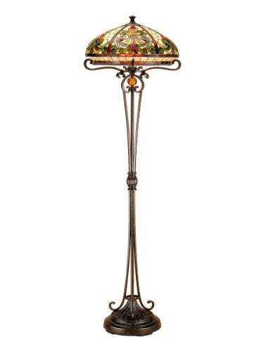 Dale Tiffany TF101116 Boehme Floor Lamp, Antique Bronze/Sand and Art Glass Shade