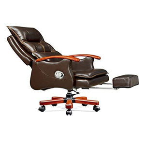 inBEKEA Multi-Segment Backrest Leather Office Chair with Footrest, Brown/Black