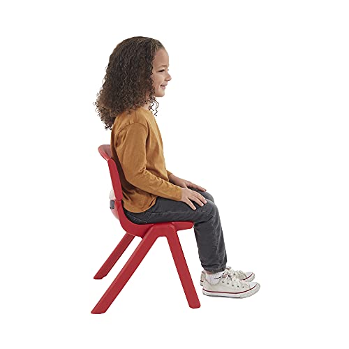 ECR4Kids 12 inch Plastic Stackable Classroom Chairs, Indoor/Outdoor Resin Stack Chairs for Kids, Red (10-Pack)