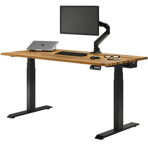 Desky Electric Dual Motor Standing Desk - Hardwood Sit Stand Desk - Adjustable Height - Solid Wood Top - Cable Management
