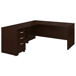 Bush Business Furniture Series C 66W L Shaped Desk with 48W Return and Mobile File Cabinet in Mocha Cherry