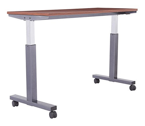 OSP Furniture PHAT2460C7 Pneumatic Height Adjustable Table, Cherry Top with Titanium Base