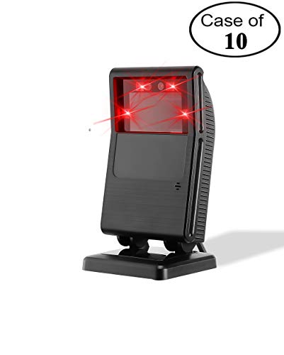 Case of 10 Packs, MUNBYN 1D 2D Omnidirectional Barcode Scanner, 1200Scans/Sec USB Wired QR Code/Data Matrix/PDF417 Scanner Handsfree, Compatible with Windows, Mac, Linux,