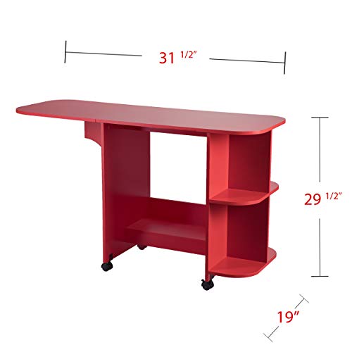 Southern Enterprises Expandable Rolling Sewing Station Craft Table, Red
