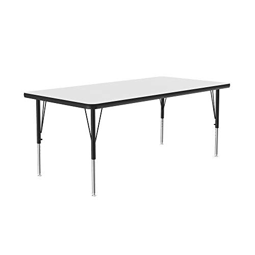 Correll 30"x60" Rectangular, Classroom Dry Erase/Markerboard Top, Activity Table, Height Adjustable (19"-29), White Durable High Pressure Laminate, School Furniture, Made in The USA White Dry Erase