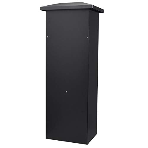 Winbest Steel Freestanding Floor Lockable Large Drop Slot Mail Box with Parcel Compartment, Black