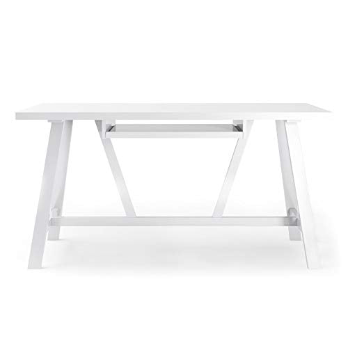 SIMPLIHOME Dylan SOLID WOOD Modern Industrial 60 inch Wide Home Office Desk, Writing Table, Workstation, Study Table Furniture in White