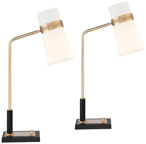 Possini Euro Design Brass Black USB Desk Lamps Set of 2