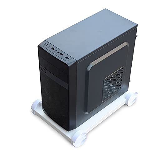 CPU Holder Stand Cart with Wheels Under Desk (White)