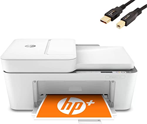 HP DeskJet 4158e All-in-One Wireless Color Inkjet Printer, White - Print Copy Scan - 1200 x 1200 dpi, 35-Sheet ADF, Icon LCD Display, Dual-Band Wi-Fi, Hi-Speed USB, W/Silmarils Cable