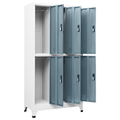 THOYTOUI Locker Cabinet, Steel Storage Unit - Light Gray/Dark Gray 35.4"x17.7"x70.9