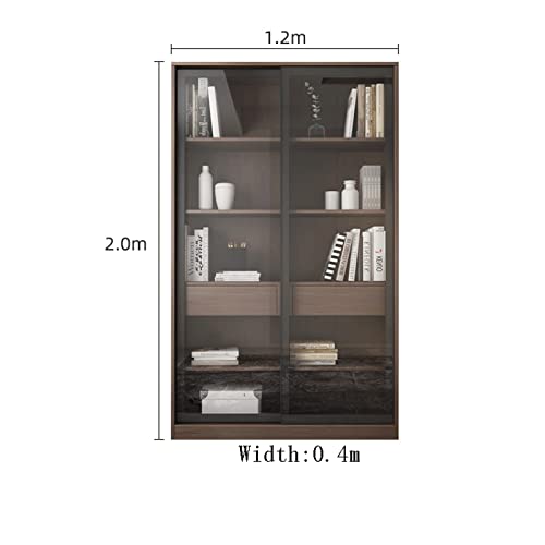 LCARS Floor-to-Ceiling Bookcase with Glass Sliding Doors - Medium Size