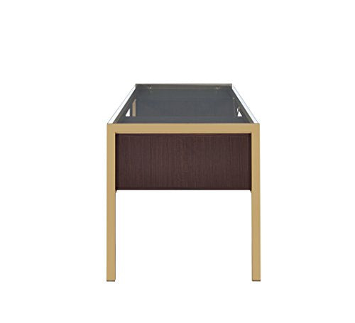 Acme Furniture 92785 Yumia Gold Desk with Glass Top
