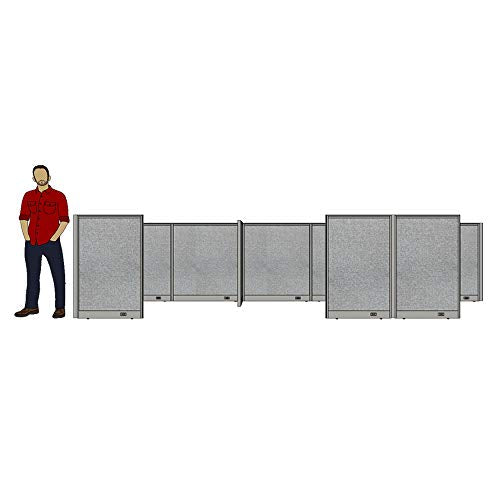 G GOF 3 Person Separate Workstation Cubicle (5'D x 18'W x 4'H) - Grey