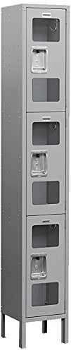 Salsbury Industries S-63165GY-U Triple Tier 12-Inch Wide 6-Feet High 15-Inch Deep Unassembled See Through Metal Locker, Gray