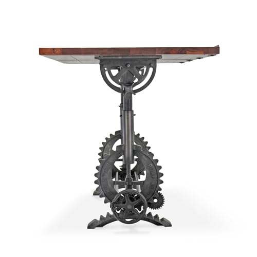 Rustic Deco French Industrial Writing Table Drafting Desk - Sit Stand Adjustable - Tilt Top
