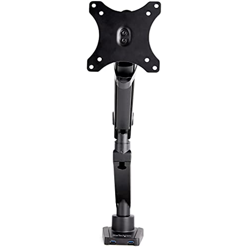 StarTech.com Desk Mount Monitor Arm with 2X USB 3.0 Ports - Slim Full Motion Adjustable Single Monitor VESA Mount up to 8kg Display - Ergonomic Articulating Arm - Desk Clamp/Grommet (ARMSLIM2USB3)